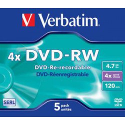 VERBATIM DVD-RW (4x, 4,7GB), 5ks/pack