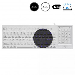 SK318BL – Silikonová antibakteriální klávesnice s touchpadem podsvícená, CZ, USB, IP68