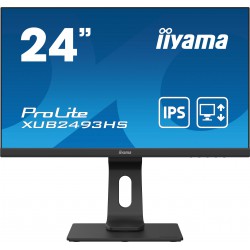 24" iiyama XUB2493HS-B4: IPS, FullHD@75Hz, 250cd/m2, 4ms, VGA, HDMI, DP, height, pivot, černý