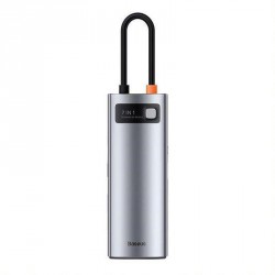 Baseus dokovací stanice 7v1 USB-C (USB-C PD 100W, USB-C, 2x USB 3.0, HDMI, SD/TF port) šedá
