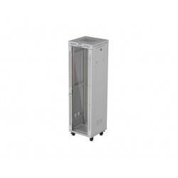 19"  VOLNĚ STOJÍCÍ RACKOVÁ SKŘÍŇ 42U 600X600 ŠEDÉ SKLENĚNÉ DVEŘE LCD LANBERG (FLAT PACK) V2