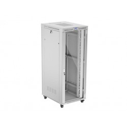 19"  VOLNĚ STOJÍCÍ RACKOVÁ SKŘÍŇ 42U 800X1000 ŠEDÉ SKLENĚNÉ DVEŘE LCD LANBERG (FLAT PACK) V2