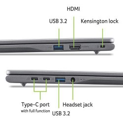 Acer Chromebook Plus 516/CB516-1HT-38G2/3-100U/16"/WUXGA/T/8GB/256GB/Intel int/Chrome/Gray/2R