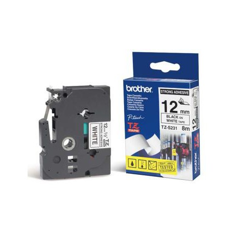 TZE-S231, bílá/černá, 12mm