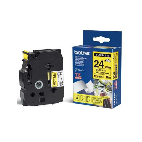 TZe-FX651, černý tisk na žluté, šířka 24 mm