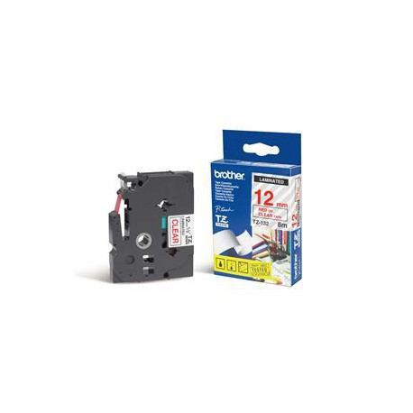 TZE-132,  průsvitná/červená, 12mm