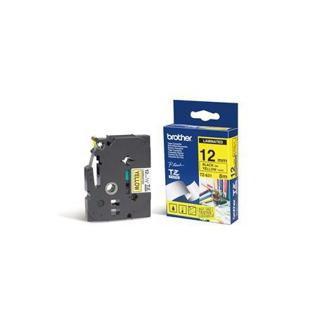 TZE-631,  žlutá/černá, 12mm