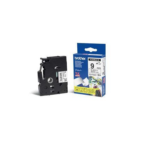 TZE-FX221,  bílá/černá, 9 mm, s flexibilní páskou