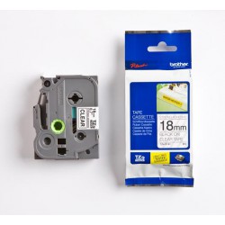 TZE-S141, průsvitná / černá, 18mm