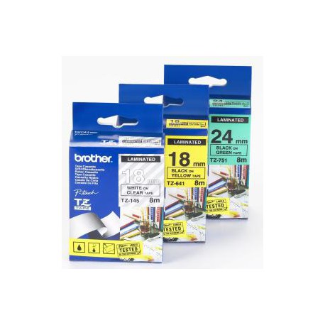 TZE-145,  průsvitná/bílá, 18mm