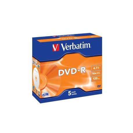 VERBATIM DVD-R(5-Pack)Jewel/MattSlvr/16x/4.7GB