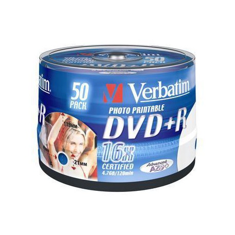 VERBATIM DVD+R(50-Pack)Cake/Print/16x/4.7GB/NoID
