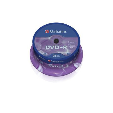 VERBATIM DVD+R(25-Pack)Spindl/MattSlvr/16x/4.7GB