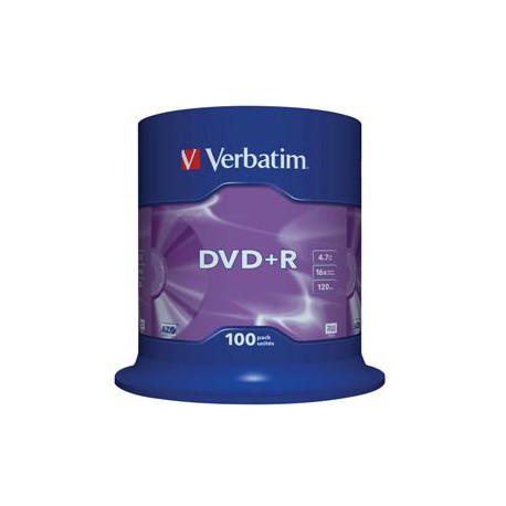 VERBATIM DVD+R(100-Pack)Spindl/MattSlvr/16x/4.7GB