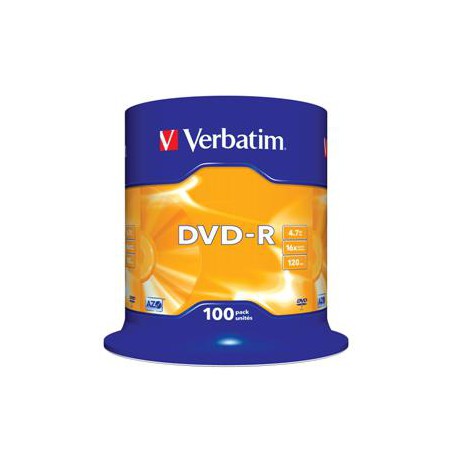 VERBATIM DVD-R(100-Pack)Spindl/MattSlvr/16x/4.7GB
