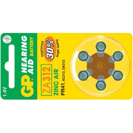 Baterie do naslouchadel GP ZA312 - 6ks