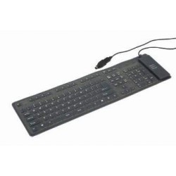 Gembird klávesnice flexibilní, USB+PS/2, US, černá, US layout