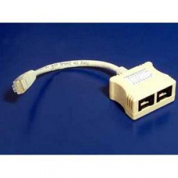 ROZDVOJKA UTP RJ45, 2xF-1xM, Y, kat.5e, telefon+síť, kabel 10cm (T-MOD adapter)