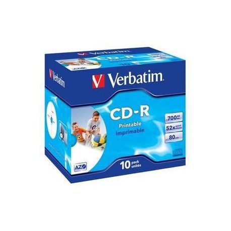 VERBATIM CD-R(10-Pack)Jewel/Printable/52x/700MB