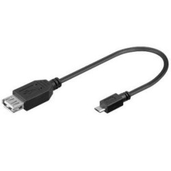 KABEL USB micro 0.2m 2.0, USB A(F) - microUSB B(M) - funkce: micro USB host