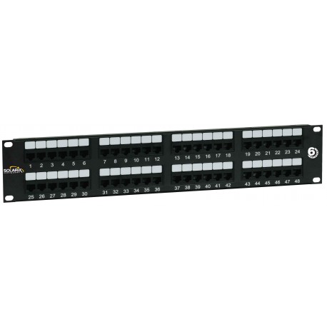 19" patch panel Solarix 48 x RJ45 CAT6 UTP 350 MHz černý 2U SX48-6-UTP-BK