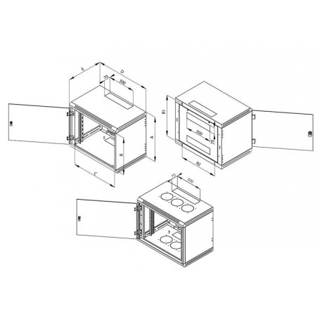 Nástěnný rozvaděč jednodílný 9U (š)600x(h)595